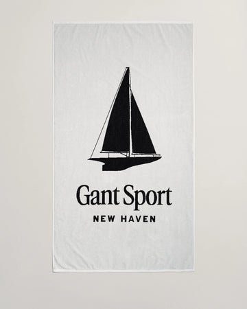 Sailing Print Beach Towel - White