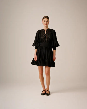 Cotton Slub Mini Dress - Black