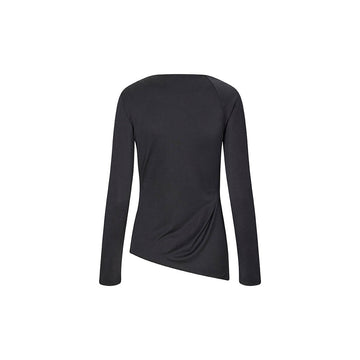 Long Sleeve Top With Fixed Buckle - Jet Black