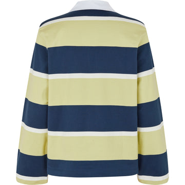 Polo Long Sleeve Top - Yellow And Navy Blue Stripes