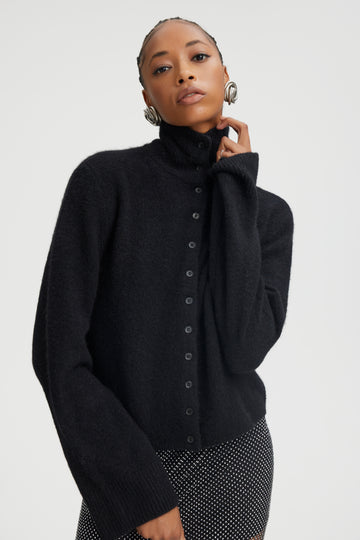 AlphaGZ High Neck Cardigan - Black