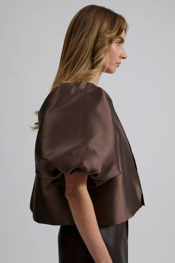 Cleo Puff Sleeve Blouse - Chocolate