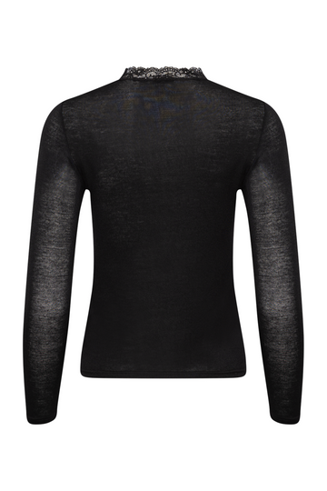 Perfect Line Cashmere Lace Carré Long Sl. - Black