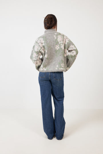 Tine Floral Cardigan - Grey Mix