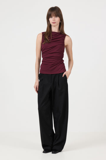 Mira Fitted Sl Top - Tawny Port