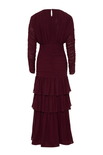 Jessie Long Sleeve Maxi Dress - Burgundy