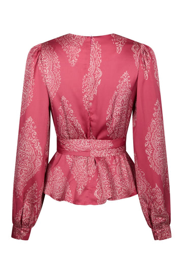 Rista Paisley Drop Blouse - Cherry Pink