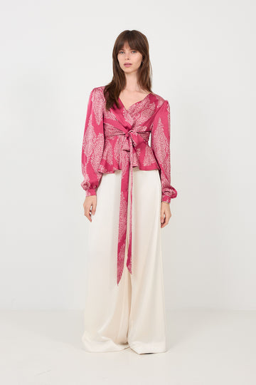 Rista Paisley Drop Blouse - Cherry Pink