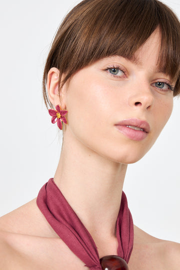 Vivianne Flower Stud Earrings - Gold