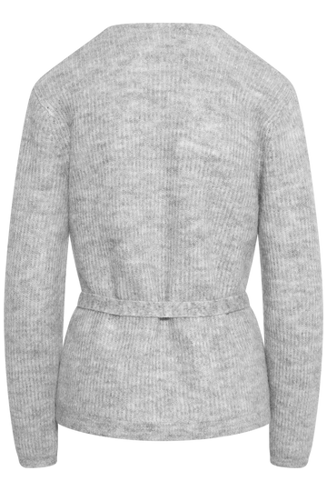 Lulu Ls Knit Wrap Cardigan - Light Grey Melange