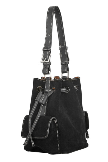 Suede Bucket Small Bag - Black
