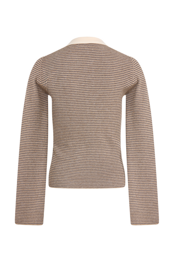 Marte Ls Mini Stripe Polo - Beige