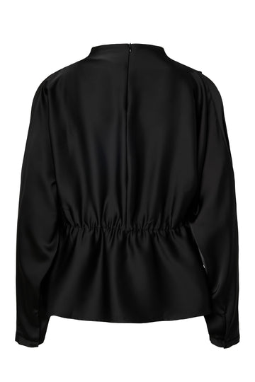 Yaspella Ls Funnel Neck Top S. Noos - Black