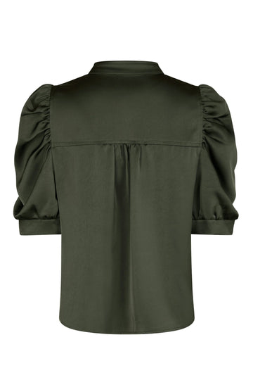 Roella Heavy Sateen Blouse - Deep Green