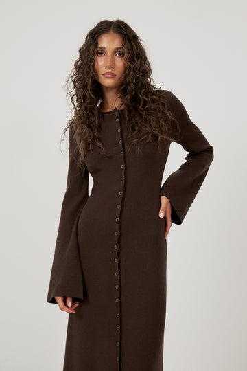 Clementine Cardigan Dress - Dark Brown
