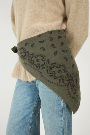 Adelina Paisley Knit Scarf - Army