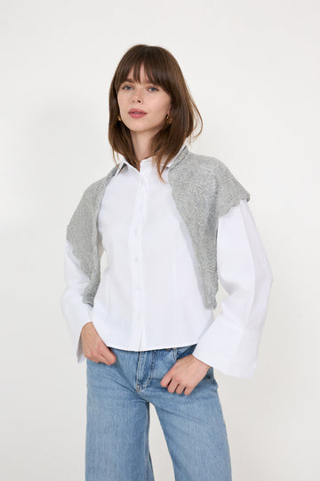 Misty Medium Pointelle Scarf - Grey Melange