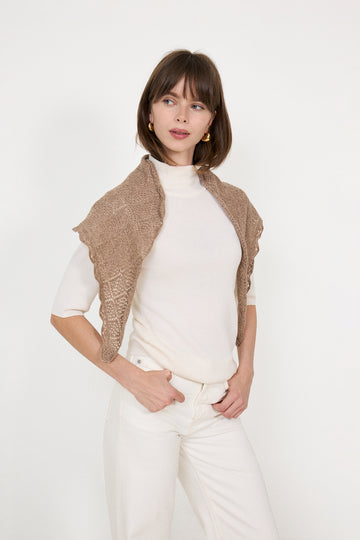 Misty Medium Pointelle Scarf - Beige Melange