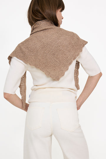 Misty Medium Pointelle Scarf - Beige Melange