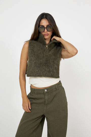 Belinda Chunky High Neck - Moss Green