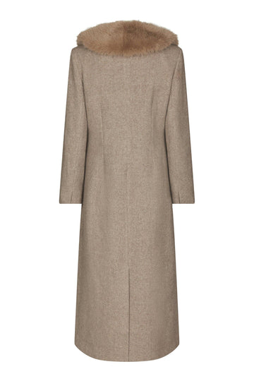Corina Herringbone Twill Coat - Beige Melange