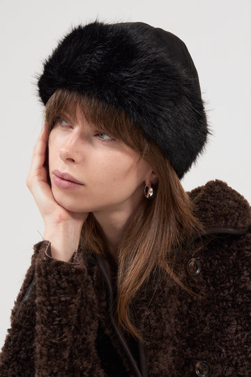 Nappi Faux Fur Hat - Black