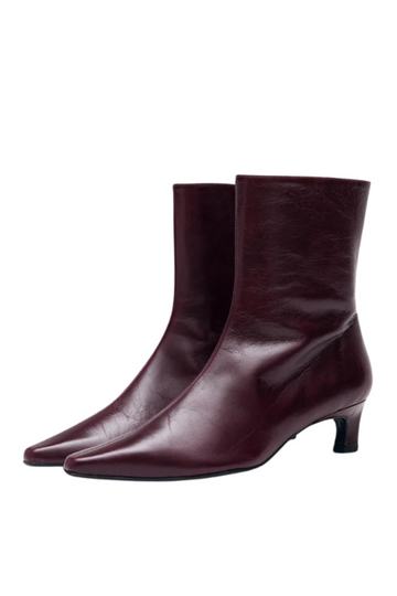 Ambar Leather Ankle Boots - Rift Burgundy