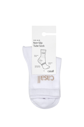 Non-Slip Tube Sock - White