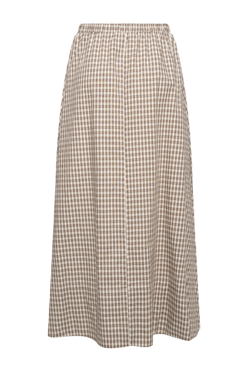 Milleic Long Skirt - Brown Checks