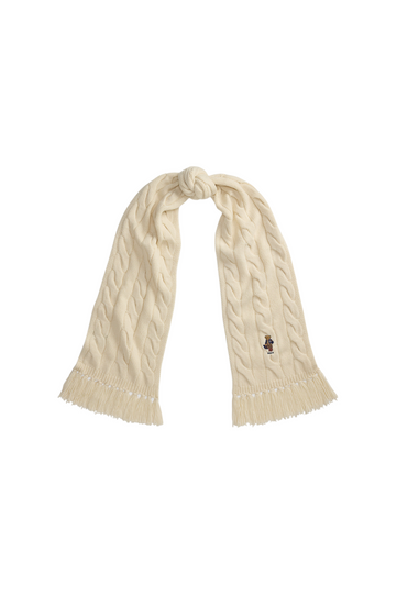 Polo Bear Cable-Knit Scarf - Cream