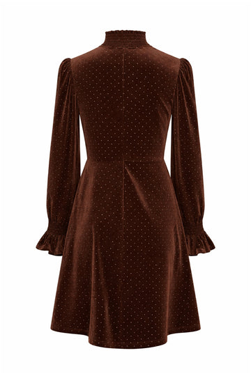 Yasriva Ls High Neck Velvet Dress - Carafe