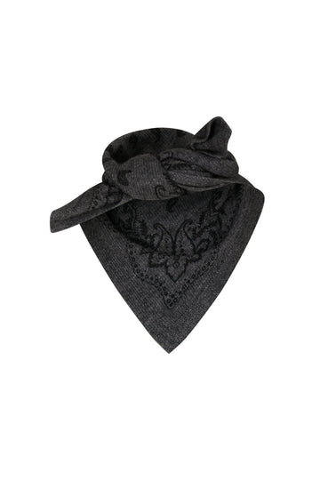 Adelina Paisley Knit Scarf - Antracit Melange