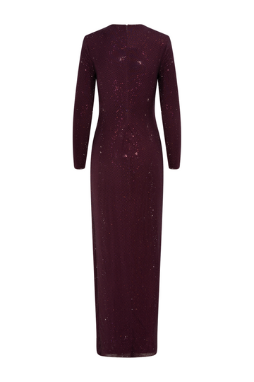 Burgundy Rhinestone Embellished Maxi Dress - Burgundy