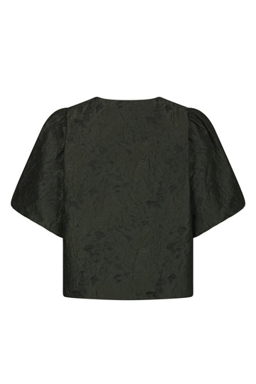 Aisa Brocade Blouse - Dark Green