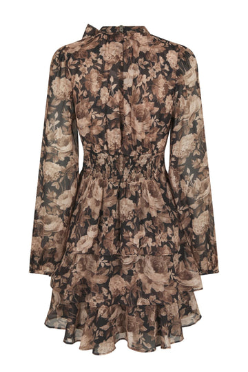 Mio Vintage Flower Dress - Black Sand