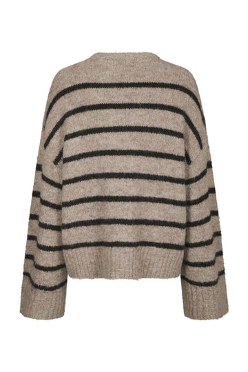Roeme Fluffy Stripe Knit - Beige Melange