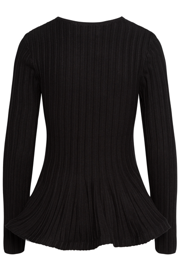 Wallina Peplum Knit Blouse - Black
