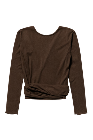 Basic Wrap Sweater - Hot Coffee