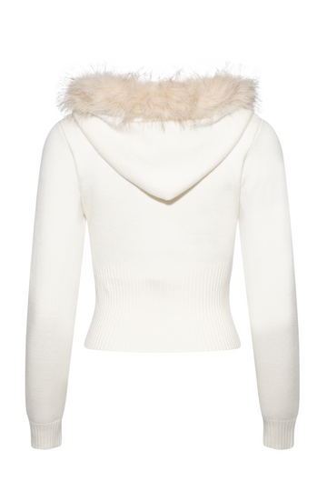 Knit Juicy Diamante Hoodie With Fur Trim - Sugar Swizzle
