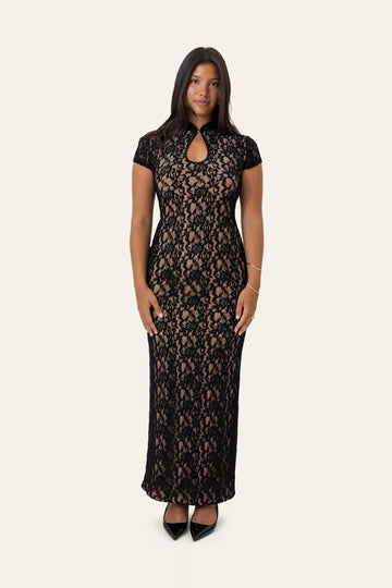 Cleoic Long Dress - Black Lace