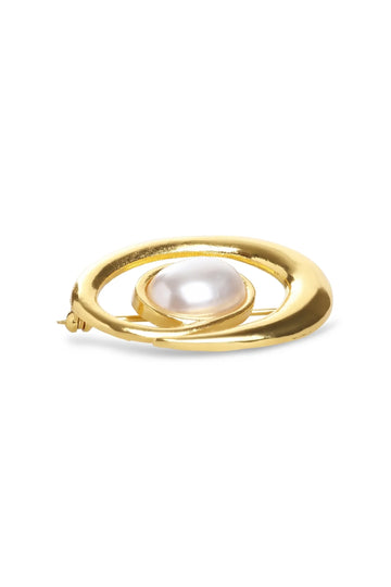 Morgana Pearl Brooch - Gold
