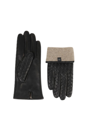Molly Braided Leather Gloves - Sort