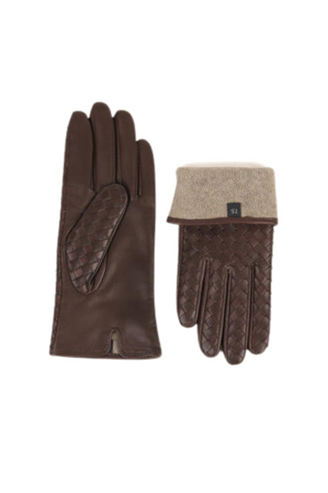 Molly Braided Leather Gloves - Mørk Brun