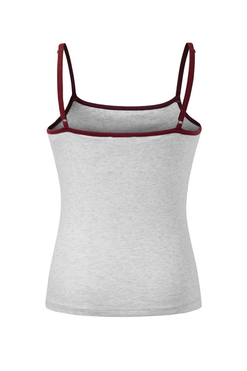 Two Tone Tank Top - Light Grey/Burgundy