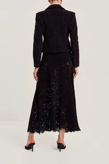 Lace Velvet Skirt - Black