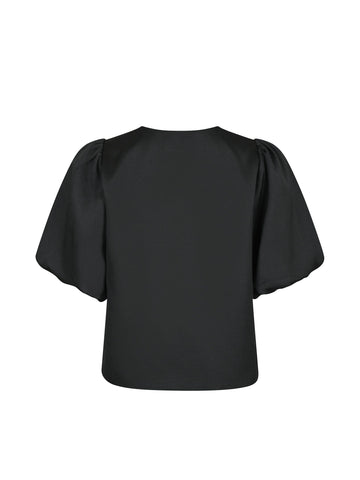 Aska Dull Satin Blouse - Black