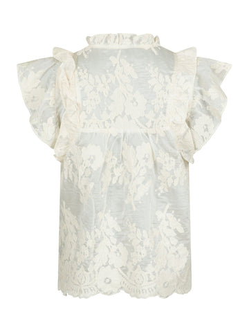 Jayla Big Embroidery Top - Off White