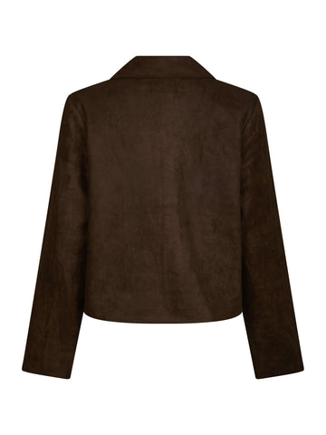Nilo Faux Suede Jacket - Dark Brown