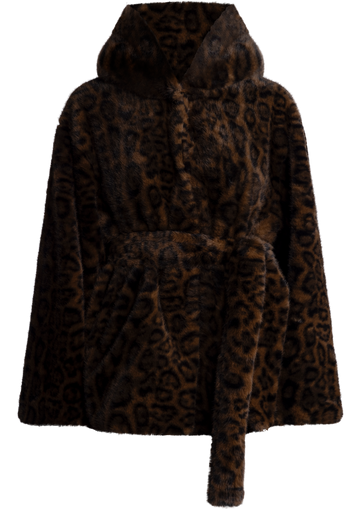 Fran Leo Faux Fur Jacket - Brown Leopard