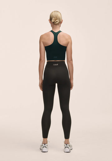 Overlap High Waist Tights - Black